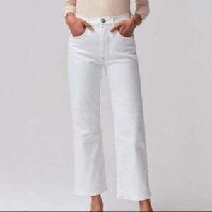 3x1 WINTER WHITE Joni High-Rise Wide Leg Straight Ankle Jeans size 28